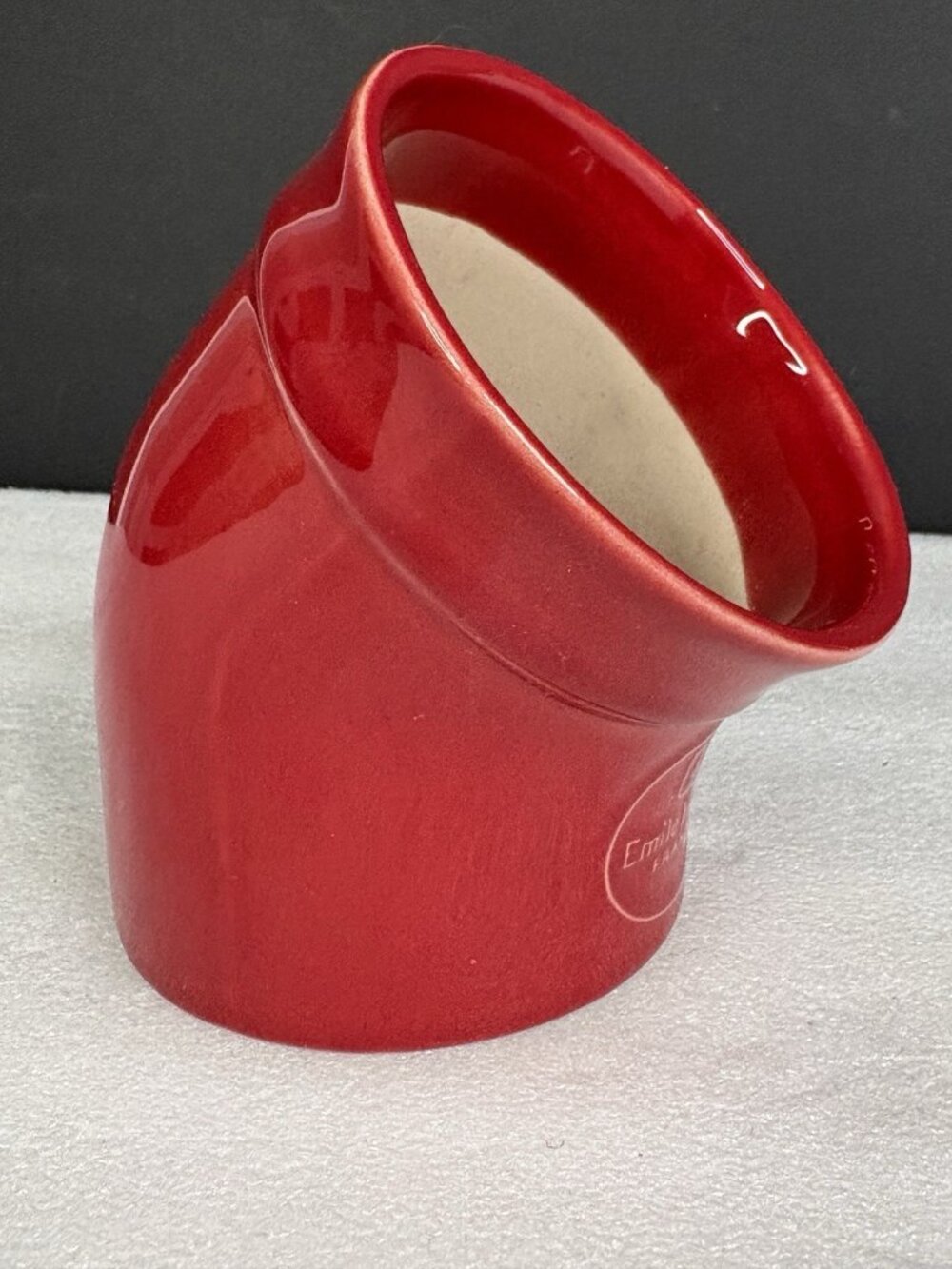 Emile Henry Salt Pig Red Burgundy France Angled 02.01 5.5” Stoneware Glazed